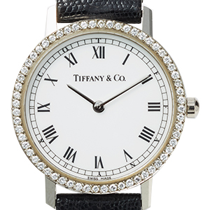ティファニー 750WG ダイヤベゼル ラウンドフェイス 腕時計 買取相場例です
