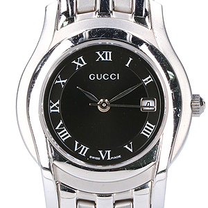 グッチ 5500L ブラック文字盤 デイト クォーツ 腕時計 買取相場例です