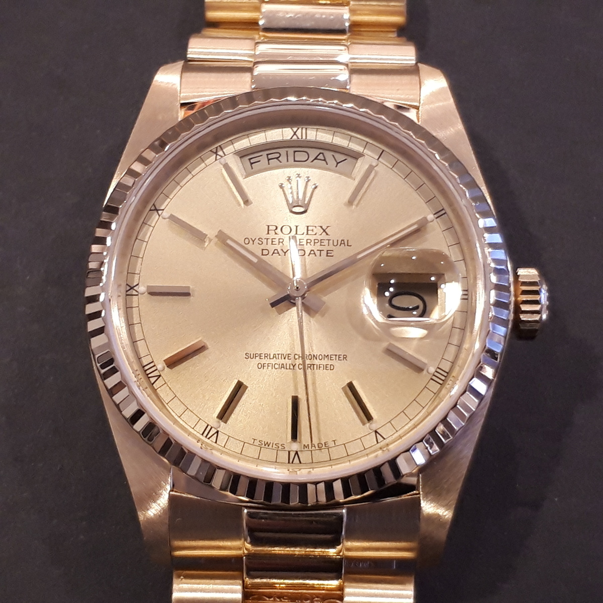 ロレックスのRef.18038 1986年製 K18 デイデイト 自動巻き時計の買取実績です。