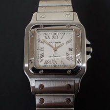 カルティエ 2319 サントスガルベMM 自動巻き時計　※リューズに欠け 買取実績です。