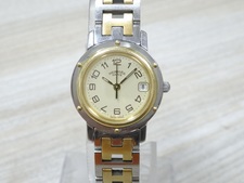 エコスタイル銀座本店でエルメスのコンビカラーのクリッパー（CL4.220）腕時計を買取致しました。状態は通常使用感があるお品物です。