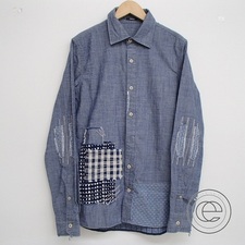 デンハムのパッチワーク長袖シャツ買取。状態は通常使用感のある中古品