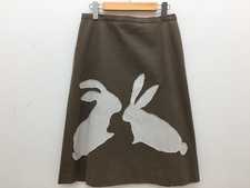 エコスタイル鴨江店にて、ミナペルホネンのブラウン usagi 台形スカートを買取しました。状態は通常使用感のあるお品物です。