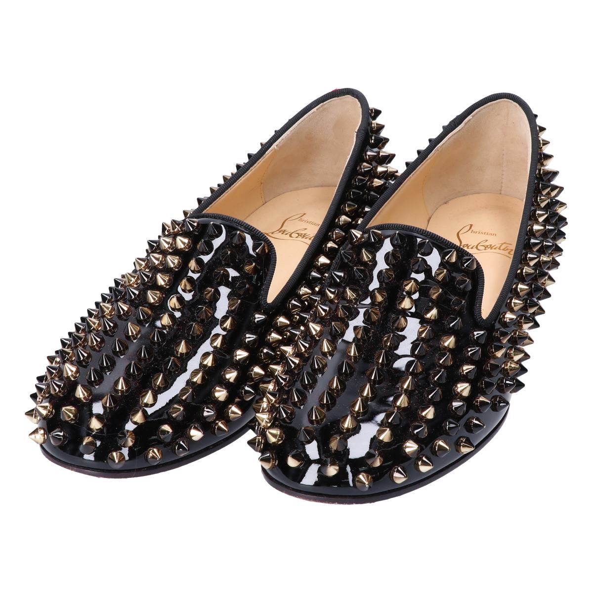 クリスチャンルブタンの1120209 黒 ROLLING SPIKES FLAT PATENT CALF/GG  ローリング スパイク　の買取実績です。