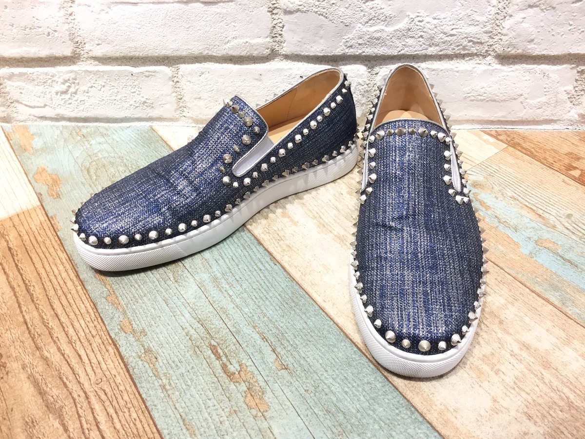 クリスチャンルブタンの18SS PIK BOAT FLAT LAME LUX デニム スタッズスリッポンの買取実績です。