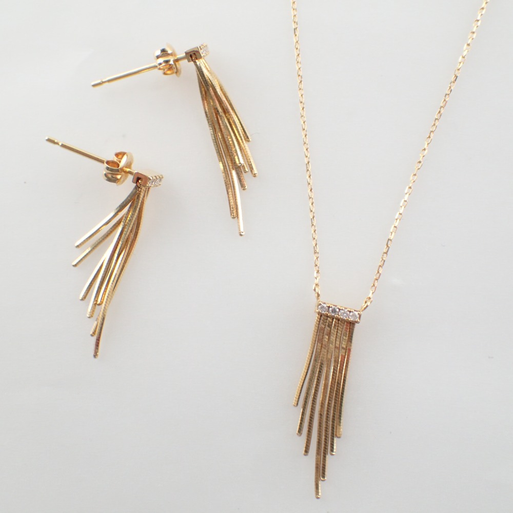 トーカティブのK18YG Diamond FRINGE Necklace・FRINGE Pierce short 計2点の買取実績です。