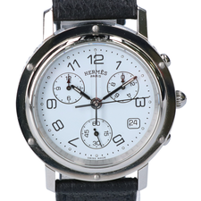 エルメス CL1.910 クリッパークロノ 白文字盤 革ベルト クオーツ腕時計 買取実績です。