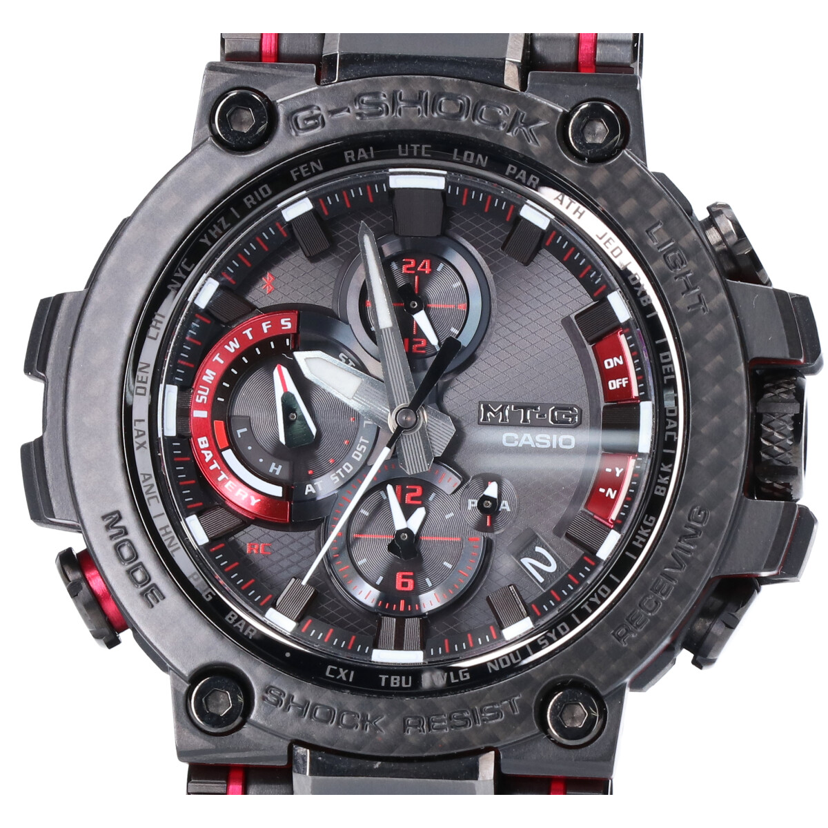 ジーショックのMTG-B1000XBD-1AJF MT-G カーボンベゼル ワールドタイム Bluetooth搭載 電波ソーラー腕時計の買取実績です。