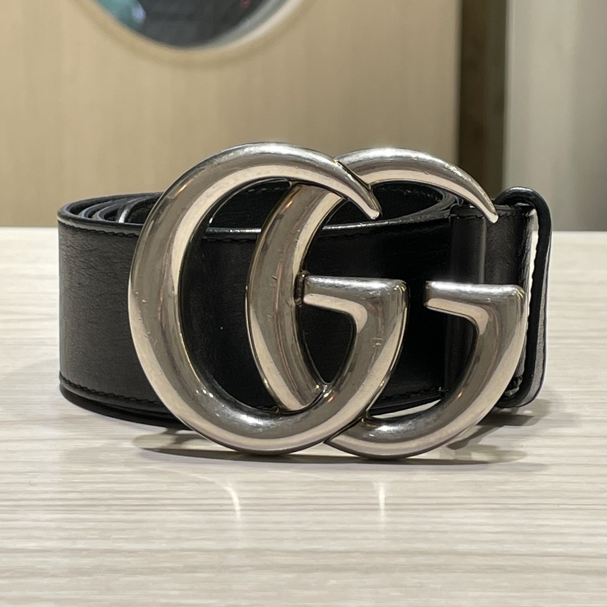 グッチのGGマーモント 397660 ブラック アンティークGGバックル ベルトの買取実績です。