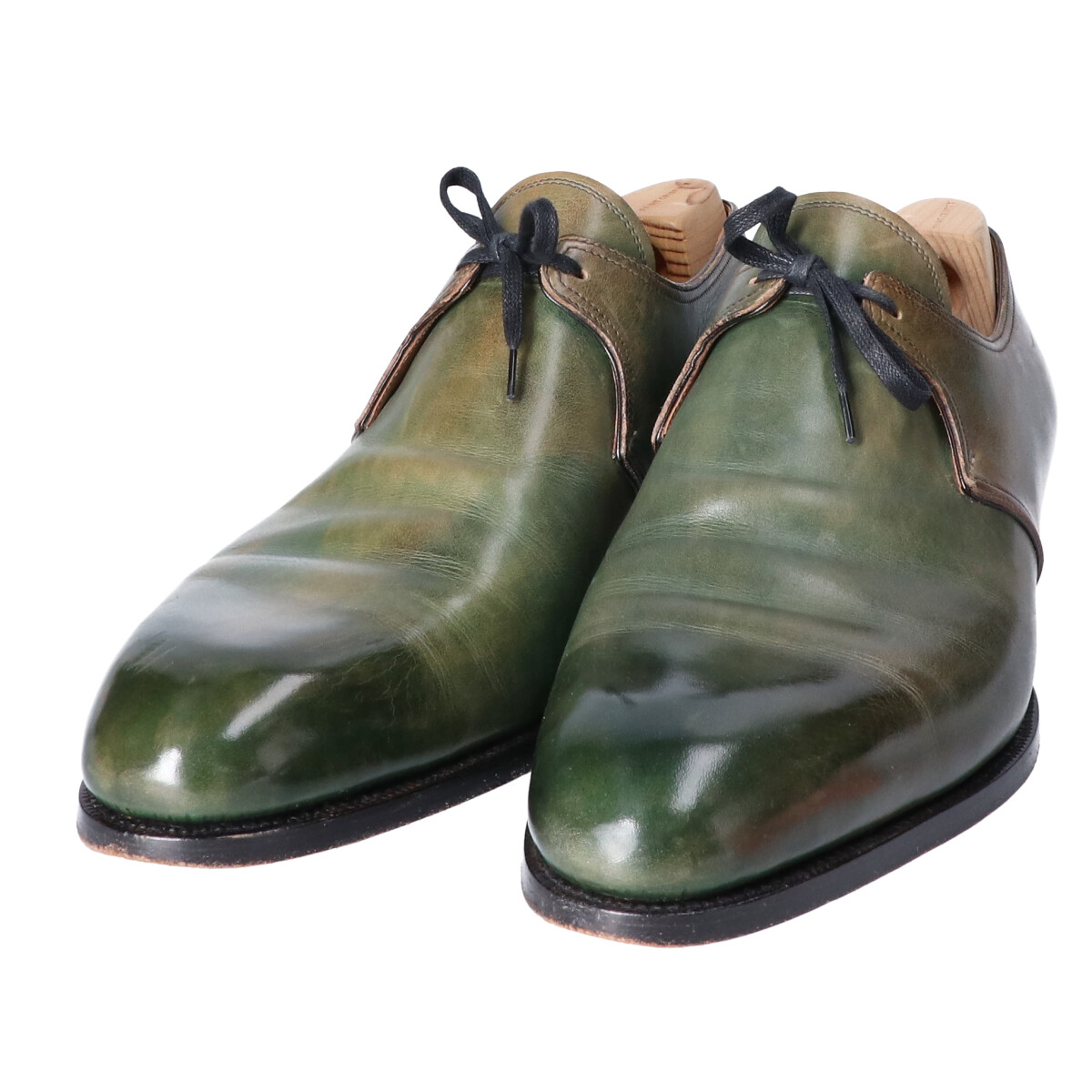 サンクリスピンの506　1アイレット　グリーン　レザープレーントゥシューズ /革靴の買取実績です。