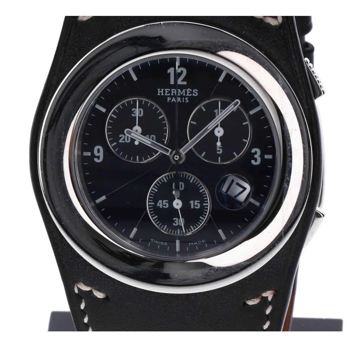 エルメスのアーネ　クロノグラフ×ブラック文字盤　レザーベルト　クオーツ腕時計　HA4.910の買取実績です。