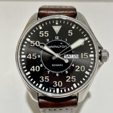 ハミルトン H646110 カーキアビエーション パイロット デイデイト 黒文字盤 クオーツ腕時計 買取実績です。