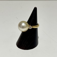 パール（コンクパール） K18YG 天然南洋白蝶真珠 ダイヤモンド付 リング 買取実績です。