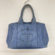 エコスタイル銀座本店で、プラダのデニム素材のモデル名がカナパのハンドバッグを買取いたしました。状態は通常使用感があるお品物です。